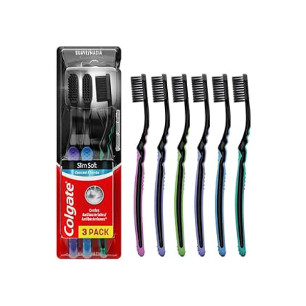 Escova de Dente Colgate Slim Soft Black Com Infusão de Carvão 6 unid