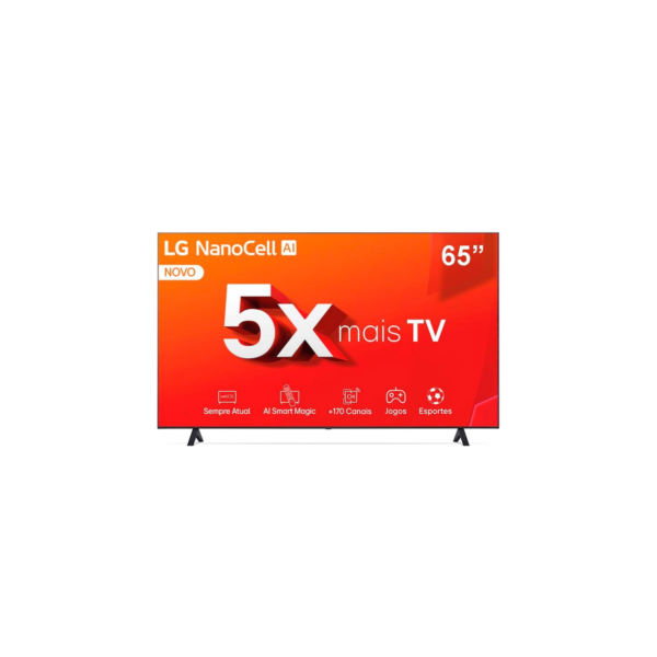 Smart TV 4K 65" LG NanoCell 65NANO80T com Processador a5 Ger7 AI, Hub de Esportes, Alexa/Chromecast integrado, webOS 24 e Controle Smart Magic