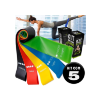 Kit de 5 Mini Faixas Elásticas Ideal p/ Exercício/Academia/Treino/Funcional/Mobilidade Em Casa-ENVIO IMEDIATO PARA TODO BRASIL