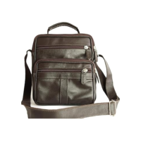 Bolsa de couro legitimo transversal masculina e feminina, media, anti furto