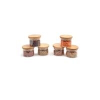 Kit 6 Potes Mantimento Tempero 110ml Vidro Tampa Bambu Oikos