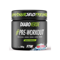 FTW Pré-Treino Diabo Verde - Energia Extrema, Força e Foco - Potência Hardcore com Cafeína, Beta-Alanina - Para Treinos Intensos - sabor: Cereja Ice - Pote 300g