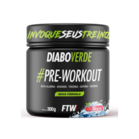 FTW Pré-Treino Diabo Verde - Energia Extrema, Força e Foco - Potência Hardcore com Cafeína, Beta-Alanina - Para Treinos Intensos - sabor: Cereja Ice - Pote 300g