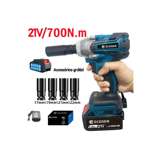 Chave elétrica sem fio com 2 baterias Chave elétrica de impacto Chave elétrica de torque sem escova
