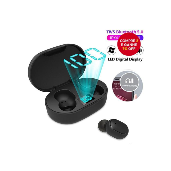 E6S EarbudsTWS Fones De Ouvido Sem Fio Bluetooth 5.0 Display LED 9D Stero Fone Com Redução De Ruído