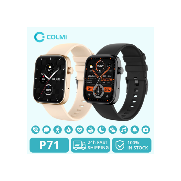 COLMI-P71 Smartwatch para homens e mulheres, chamada por voz, monitoramento de saúde, IP68 impermeável, notificação inteligente, assistente