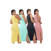 Vestido Casual Midi Feminino Ribana Canelada Vestido Elegante