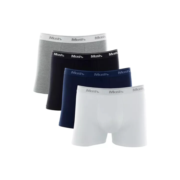 Kit 4 Cuecas Boxer Cotton Elástico Algodão Conforto Mash