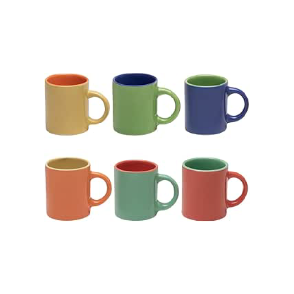 Mimo Style Mini Canecas Para Café Com 6 Peças Multicolor, Material de Cerâmica Com o Melhor Isolamento Térmico, Durabilidade Que Torna o Produto Sustentável (Colorida - 100ml)