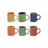 Mimo Style Mini Canecas Para Café Com 6 Peças Multicolor, Material de Cerâmica Com o Melhor Isolamento Térmico, Durabilidade Que Torna o Produto Sustentável (Colorida - 100ml)