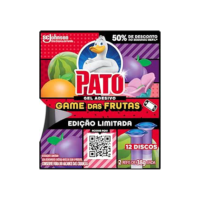 Pato Desodorizador Sanitário Gel Adesivo 2 Refis Game das Frutas, Limpeza Banheiro, 12 Discos