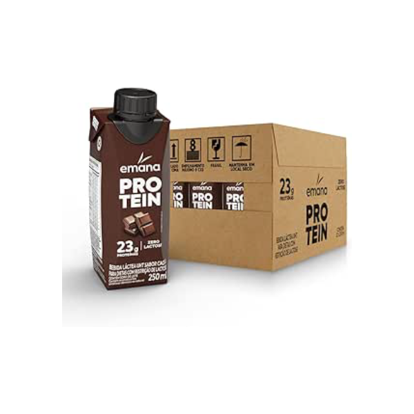Emana Protein Bebida Proteica Sabor Cacau Sem açúcar - 12 Unidades de 250ml