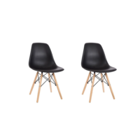 Kit 2 Cadeiras Charles Eames - Pés De Madeira