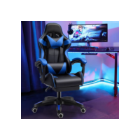 Cadeira de E-Sports Ergônoma | Apoio Lumbar, Cabeça e Braços | Reclinável 180° | Couro Sintético e Altura Ajustáve-F19