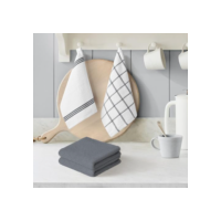 Toalhas de cozinha cinza de algodão fiado em anel, 30 x 30 cm, ultra macio, absorvente de secagem rápida, panos de cozinha para limpeza doméstica, conjunto de 2