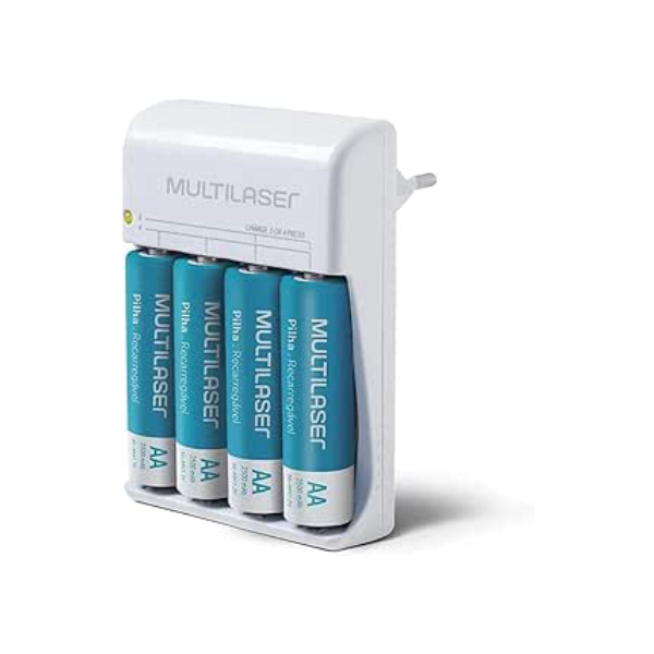 Carregador de Pilhas Multilaser AA/AAA + 4 Pilhas AA 2500Mah - CB054, turquoise