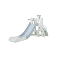 Freso Baby Playground Infantil 4x1 Mini Mundo Grey 1 Torre, Para Crianças de 1 a 4 anos, Compacto e Fácil Montagem, com Escorregador, Cesta de Basquete e Bola, Escalada, Luneta