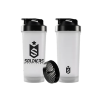Coqueteleira Slim 600ml Soldiers Nutrition Hidratação Treino Preto