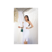 Vestido casamento branco midi noiva civil noivado festa vestido com laço
