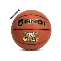 AND1 Street Grip Conjunto de bola de basquete e bomba de couro composto premium - tamanho oficial 7 (75 cm), streetball, feito para jogos de basquete internos e externos