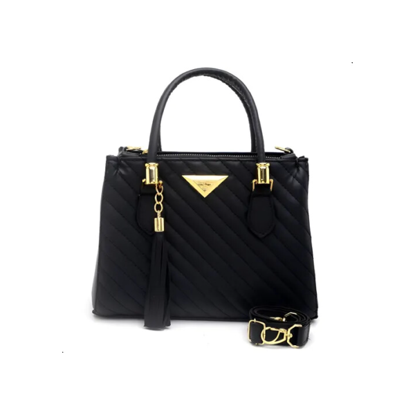 Bolsa tote Shopbag Lorena média bordada linea - preto