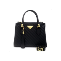 Bolsa tote Shopbag Lorena média bordada linea - preto
