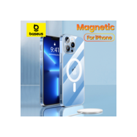 Baseus capa de telefone magnética para iphone 15 14 13 12 11 pro max capa de carregamento sem fio para iphone 15 14 pro max ímã transparente caso