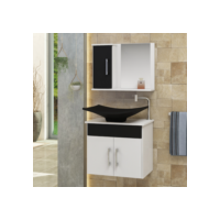 Conjunto Bali MDF gabinete banheiro 50cm com cuba e espelheira