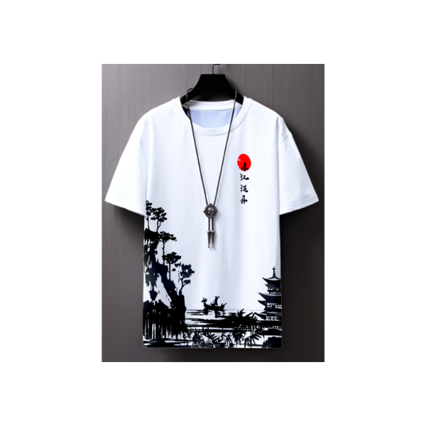 Camiseta Oriental Masculino Japão Por Do Sol Premium