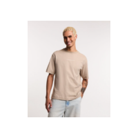 Camiseta Boxy em Moletinho e Lettering Life Never Ends Bege