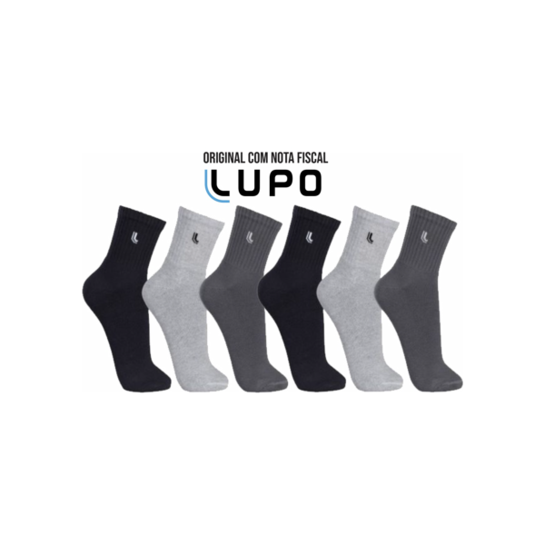 Meias Lupo - Kit C/ 6 Pares Meias 3245 Masculinas Lupo Cano Medio