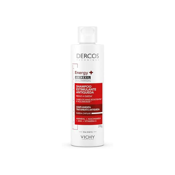 Vichy Dercos Energy+ Shampoo Estimulante Antiqueda com Aminexil, Niacinamida, AHA e Vitamina E, Fortalece os Fios, Proporciona Volume Duradouro e Limpa Profundamente o Couro Cabeludo, 200ml