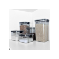 Conjunto de  Potes Herméticos em Acrílico Cristal com Trava e Design Empilhável - Organizador para Mantimentos