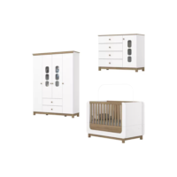 Conjunto Quarto De Bebê Completo Berço 2 Em 1,