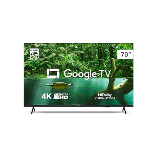 Smart TV Philips 70" 4K 70PUG7408/78, Google TV, Comando de Voz, Dolby Vision/Atmos, VRR/ALLM, Bluetooth