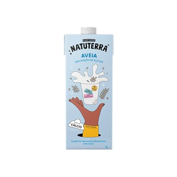 Leite de Aveia Natuterra 1L | Bebida Vegetal de Aveia Plant Based Sem Adição de Açúcar | Bebida sem lactose, colesterol e soja, fonte de cálcio | Perfeito para café, smoothies e criações culinárias