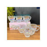 Jogo de Xicaras Furta-Cor 6 Peças Italia Vidro Rainbow 200ml Café chá Novidade