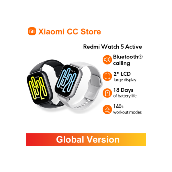 Versão global Xiaomi Redmi Watch 5 Active 2 '' Display até 18 dias de vida mais de 140 modos de treino Bluetooth chamando 5ATM