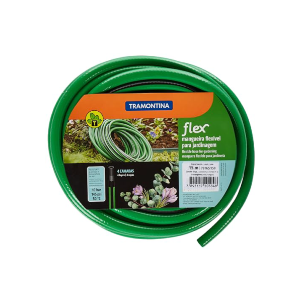 Tramontina Mangueira Flex Com Engates Rosqueados E Esguicho Em Pvc Verde 10 M