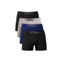 Kit Com 4 Cuecas Boxer Algodão Sem Costura Masculino Zorba