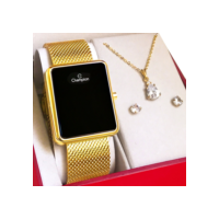 Relógio Champion Feminino Dourado Digital LED Original com garantia de 1 ano acompanha colar e brincos