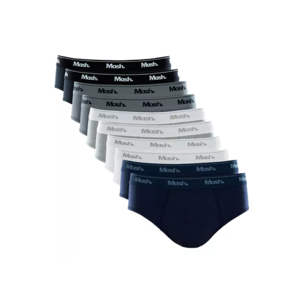 Kit Com 10 Cuecas Slip Mash Básica Masculina Algodão Oferta