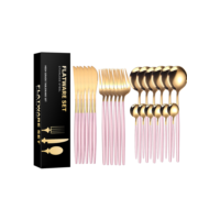 Kit 24 Peças Jogo De Talheres Rosa Dourados Aço Inoxidável 416