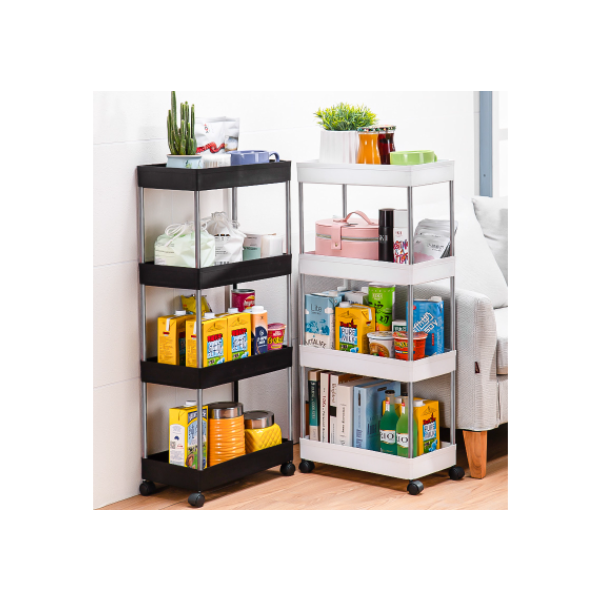 Armário Carrinho Organizador Multiuso Com 4 Camadas Com Rodinhas Cozinha Banheiro Quarto Lavanderia