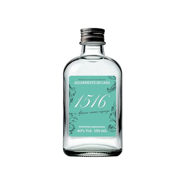 Cachaça 1516, PETACA Cachaça 1516 Branca 180ml 40% Vol