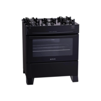 Fogão Atlas 5 Bocas Mônaco Top Glass com Mesa de Vidro e Acendimento Automático Bivolt – Preto