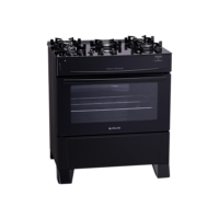 Fogão Atlas 5 Bocas Mônaco Top Glass com Mesa de Vidro e Acendimento Automático Bivolt – Preto