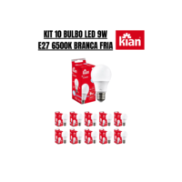 Kit 10 Lâmpada Bulbo Led 9w Branca Fria 6500k E27 Kian