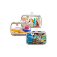 Kit 3 Necessaires Organizadora Multiuso Viagem Mala Férias Cor Branco