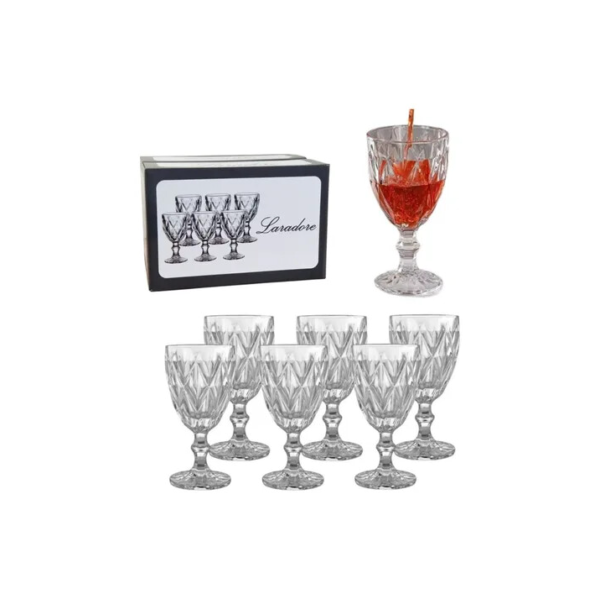Jogo 6 Taças Vidro De Vinho / Água - Laradore Diamond 325ml